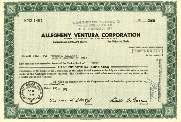 Allegheny Ventura Corporation
